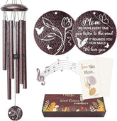 Synhonty 25-inch wind chimes with bronze finish on porch create calming outdoor ambiance.