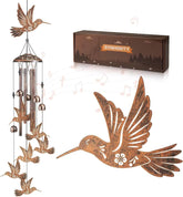 Synhonty hummingbird wind chimes outdoor display with hollow design for garden ambiance