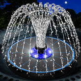 SZMP 3.5W glass-panel fountain blue with stable daytime spray for ponds.