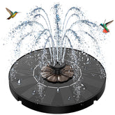 SZMP solar fountain in a sunny bird-bath setup attracting wildlife