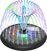 SZMP solar fountain with UFO lights enhances nighttime garden ambiance
