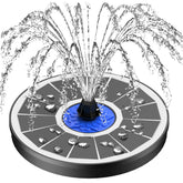 SZMP solar fountain upgrade 3.5W pump powers a quiet sunlit garden water feature