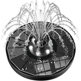 SZMP solar fountain with glass panel delivers clear, durable water spray for outdoor ponds.