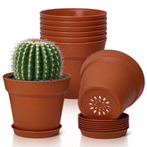 T4U 4-inch pot with saucer and matte finish for neat indoor displays.