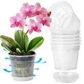 T4U orchid pot six-pack with clear 4.3-inch pots for easy root monitoring.