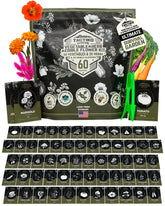 Tactiko Survival 60-seed packets neatly labeled for fast home gardening