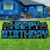 TagreSpike video game yard sign with blue and black theme for outdoor parties