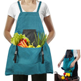Talkson Gardening Apron with quick-release pocket for hands-free harvest unloading.