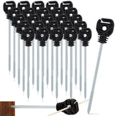 Tandefio long-arm screw-in insulator on wood post for sturdy spacing.