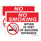T&R No Smoking 25 Feet sign on rust-free aluminum, durable for outdoor use.