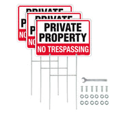 T&R No Trespassing sign with H stake for outdoors, corrosion-resistant aluminum.