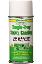 Tanglefoot Fly Tangle-Trap aerosol can for pesticide-free garden monitoring.