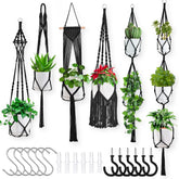 TAOZIM Macrame plant hangers 6-pack overview for versatile indoor display