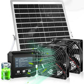 TARKARI solar panel with dual fans powering off-grid cooling for sheds.