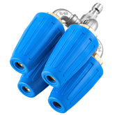 TasuoX four-in-one turbo nozzle assembly showing wide-area cleaning efficiency