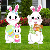 Taupphoo 35in bunny family yard sign stakes for festive spring curb appeal.
