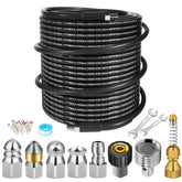 Tayapura 110ft sewer jetter hose ready for high pressure drain clearing