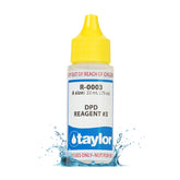 Taylor Reagent #3 0.75 oz bottle front view for reliable chlorine testing.