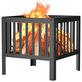 TBMLC 16-inch square steel fire pit in black for durable backyard warmth.