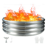 TBMLC 4ft diameter camp fire ring pit demonstrates durable galvanized steel for backyard fires.