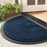 tchdio semicircular doormat front view with non-slip surface and navy blue finish