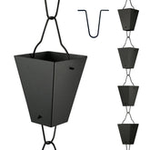 TE DEUM Square Link Rain Chain overview in outdoor space shows modern, decorative appeal.