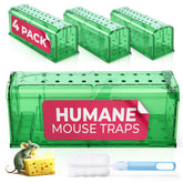 Teal Elite humane mouse trap front view showing roomy interior for safe capture.