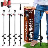 TECH2EACH 24-inch ground anchors secured in soil for stable outdoor setups