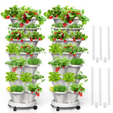 Tectsia 7-tier planter top view shows space for herbs and strawberries