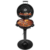 Techwood Electric Grill assembly view shows easy setup for indoor and outdoor use.