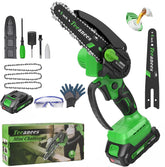 TEEANEES Mini Chainsaw in action with 6 inch cutting for quick pruning