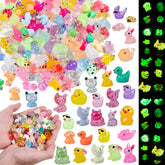 Teenzee 240 Pcs Mini Resin Animals set in a portable box for easy crafting.