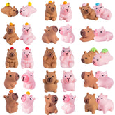 Teenzee resin capybara figure set for mini garden decor and crafts.