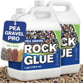 Teexpert Rock Glue 2 Gal bottle securing loose stones in outdoor landscape.