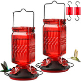 Tegarbed hummingbird feeder glass outdoors 2-pack hanging in garden for year-round nectar viewing