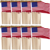 Tegeme 150-pack small American flag on a 4x6 inch stick for events.