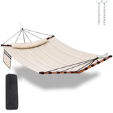 TEGERDEGER hammock 12ft outdoor beige demonstrates durable two-person comfort.