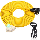 Tellegloww 25ft flat RV adapter with TT-30P and three 5-20R outlets for campsite power.
