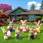 Temicle Easter bunny yard signs set includes six stakes for quick outdoor setup.
