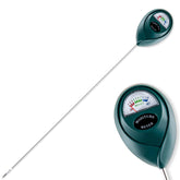 Tennedriv Green long-probe soil moisture meter reads root-zone moisture outdoors.