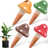 Terracotta self-watering spike mushroom shape delivers steady moisture to plant roots.