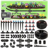 Terrawen 233FT drip irrigation system with timer for precise greenhouse watering
