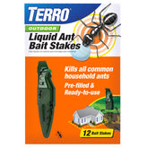 TERRO outdoor liquid ant bait stake setup attracts ants and targets local colonies.