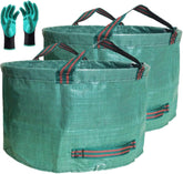 Tespher 63-gallon yard bags with gloves, ready for quick yard cleanup and transport.