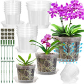 Tetutor 12-pack clear orchid pots with holes in 4, 5, and 6 inch sizes for easy repotting