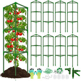Tetutor 8-pack tomato cages arranged in garden to support vertical growth.
