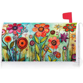 Texupday mailbox cover front view with vibrant floral print and durable, weatherproof polyester
