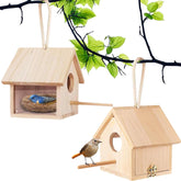 Tfwadmx wooden bird house with log cabin design for charming garden appeal
