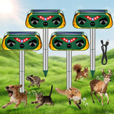 Thcritter solar ultrasonic repellent in front view deterring pests with motion-based deterrence.