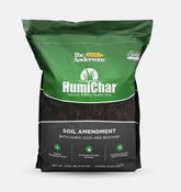 The Andersons Humichar organic soil amendment bag boosts soil health and lawn vitality.